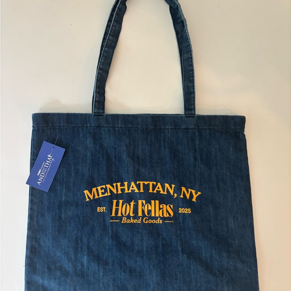 Hot Fellas Bakery exclusive denim tote from “And Just Like That” NWT